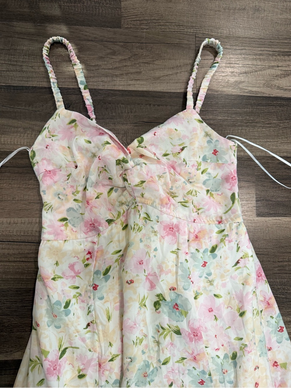 Floral Pink and Green Springtime Silky Dress